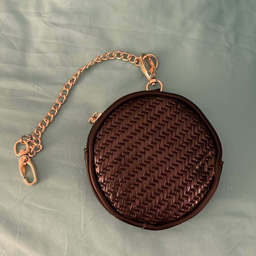 Madden Girl black woven wallet with gold chain